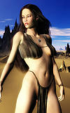 Hot 3D anime babe poses in the desert